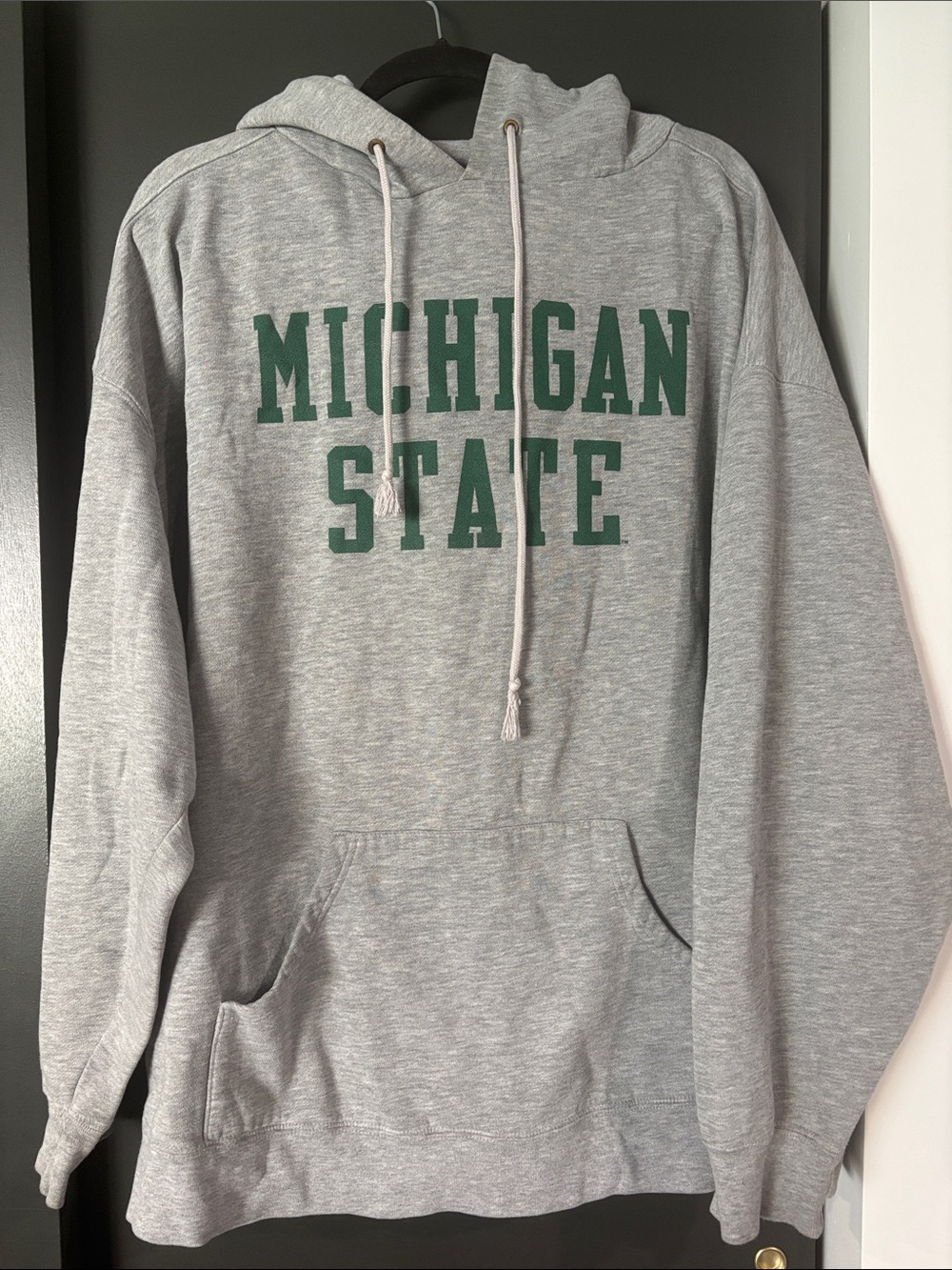 Vintage Jansport Green Graphic Michigan State University Grey Hoodie Sweatshirt